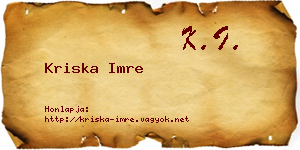 Kriska Imre névjegykártya